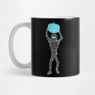 Mummy Holding a Teal Pumpkin Mug